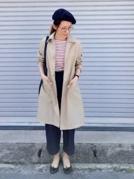 「ボートネック」｜「アイテム（その他アウター）」を使った、minimalist_aponさん（レディース・152cm）の春コーディネート