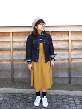 「MUJI」｜「アイテム（ハンチング/ベレー帽）」を使った、beamsboさん（レディース・150cm）の秋コーディネート