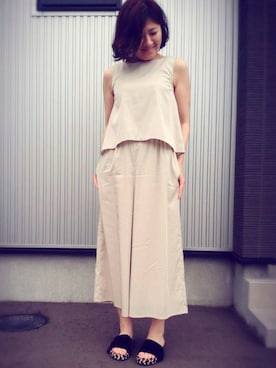 「アイテム（つなぎ/オールインワン、ベージュ系）」を使った、ayako...さん（レディース・155cm）の夏コーディネート