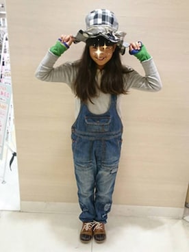 「ロングヘア」｜「アイテム（オールインワン・サロペット）」を使った、ETSUさん（キッズ・147cm）の秋コーディネート