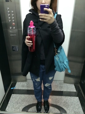 「Abercrombie&Fitch（アバークロンビーアンドフィッチ）のアイテム」を使った、JWeiさん（レディース・157cm）の冬コーディネート