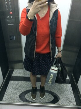 「Abercrombie&Fitch（アバークロンビーアンドフィッチ）のアイテム（カーディガン/ボレロ）」を使った、JWeiさん（レディース・157cm）の冬コーディネート