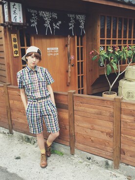 「TRAD philosophy（トラッドフィロソフィー）のwisdom® "Mt.Gentleman" by Asano Gonza - Safari SS Shirt（シャツ/ブラウス、ブルー系）」を使った、心地のkōgōseiさん（レディース・170cm）の夏コーディネート