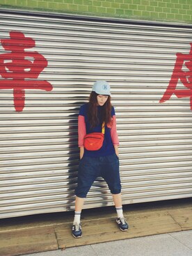 「TRAD philosophy（トラッドフィロソフィー）のアイテム（Tシャツ/カットソー、ブルー系）」を使った、心地のkōgōseiさん（レディース・170cm）の秋コーディネート