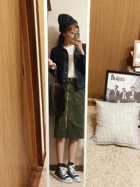 「ROPE' PICNIC（ロペピクニック）のレギュラーサイズGジャン（デニムジャケット、ブルー系）」を使った、shyさん（レディース・167cm）の冬コーディネート