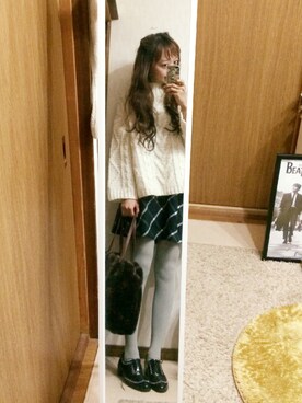 「MOUSSY（マウジー）のCable tunic（ニット/セーター、ホワイト系）」を使った、shyさん（レディース・167cm）の冬コーディネート