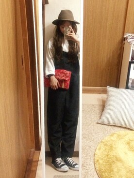 「SLOBE IENA（スローブイエナ）の《追加》SORBATTI フェルトHAT◆（ハット、イエロー系）」を使った、shyさん（レディース・167cm）の冬コーディネート