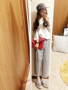 「SALON adam et rope'（サロン アダム エ ロペ）のTRUFFLE WOOL CAP（キャップ、グレー系）」を使った、shyさん（レディース・167cm）の春コーディネート