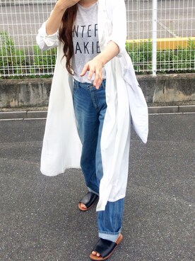 「MOUSSY（マウジー）のLOOSE SH JK（その他アウター、ホワイト系）」を使った、shyさん（レディース・167cm）の夏コーディネート