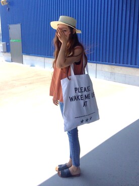 「URBAN RESEARCH（アーバンリサーチ）のアイテム（トップス、ブラウン系）」を使った、shyさん（レディース・167cm）の夏コーディネート