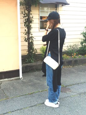 「GU（ジーユー）のアイテム（ワンピース、ブラック系）」を使った、shyさん（レディース・167cm）の春コーディネート