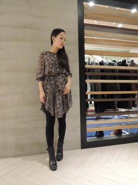 「ISABEL MARANT（イザベルマラン）のアイテム（ワンピース/ドレス）」を使った、FLONTVIOROスタッフさん（レディース・158cm）の秋コーディネート