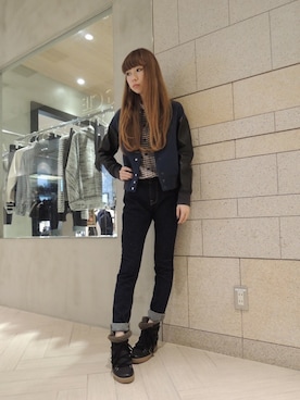 「ISABEL MARANT（イザベルマラン）のアイテム（ブーツ）」を使った、FLONTVIOROスタッフさん（レディース・160cm）の秋コーディネート