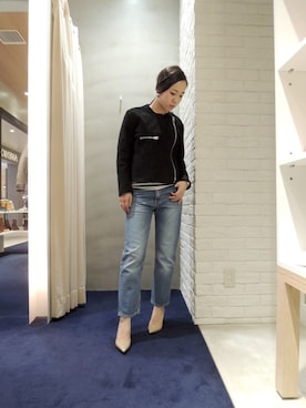 「ACNE（アクネ）のアイテム（ジャケット/アウター）」を使った、FLONTVIOROスタッフさん（レディース・158cm）の春コーディネート