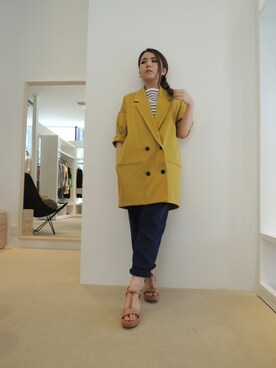 「MAISON KITSUNE」｜「アイテム（その他アウター）」を使った、FLONTVIOROスタッフさん（レディース・151cm）の春コーディネート