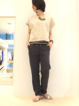 「ISABEL MARANT（イザベルマラン）のアイテム（スウェット）」を使った、FLONTVIOROスタッフさん（レディース・165cm）の夏コーディネート