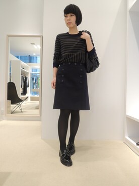 「Aラインスカート」｜「アイテム（その他シューズ）」を使った、FLONTVIOROスタッフさん（レディース・161cm）の夏コーディネート