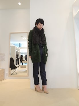 「ISABEL MARANT（イザベルマラン）のアイテム（パンツ）」を使った、FLONTVIOROスタッフさん（レディース・160cm）の冬コーディネート