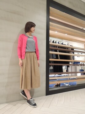 「クルーネックカーディガン」｜FLONTVIOROスタッフさん（レディース・160cm）の冬コーディネート