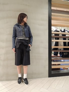 「YMC（ワイエムシー）のアイテム」を使った、FLONTVIOROスタッフさん（レディース・160cm）の春コーディネート