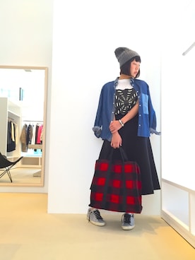 「MARCOMONDE（マルコモンド）のアイテム」を使った、FLONTVIOROスタッフさん（レディース・160cm）の夏コーディネート