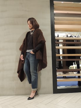 「ロングカーディガン」｜FLONTVIOROスタッフさん（レディース・160cm）の秋コーディネート