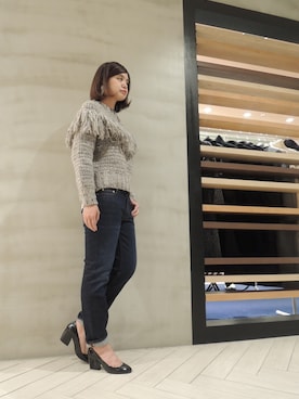 「Acne Studios（アクネストゥディオズ）のアイテム（デニムパンツ）」を使った、FLONTVIOROスタッフさん（レディース・160cm）の秋コーディネート