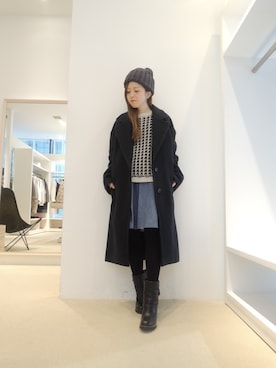 「MAISON KITSUNE」｜「アイテム（その他アウター）」を使った、FLONTVIOROスタッフさん（レディース・154cm）の冬コーディネート
