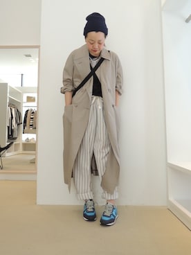 「JOHN LAWRENCE SULLIVAN（ジョンローレンスサリバン）のアイテム（その他アウター）」を使った、FLONTVIOROスタッフさん（レディース・157cm）の春コーディネート