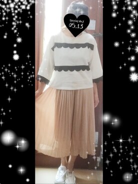 「Neigeのアイテム（トップス、ホワイト系）」を使った、cookie♡さん（レディース・156cm）の春コーディネート