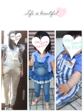 「BRANSHES（ブランシェス）のアイテム（オールインワン・サロペット）」を使った、cookie♡さん（レディース・156cm）の春コーディネート