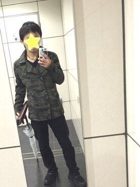 「GU（ジーユー）のアイテム（チノパンツ、ブラック系）」を使った、yukiさん（メンズ・167cm）の秋コーディネート