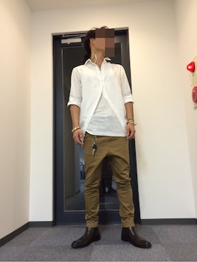 「アイテム（レインシューズ）」を使った、オカザキジョーさん（メンズ・174cm）の夏コーディネート