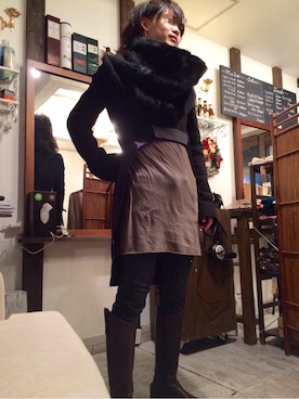 「Trading Post（トレーディングポスト）のアイテム（ブーツ）」を使った、オカザキジョーさん（メンズ・174cm）の冬コーディネート