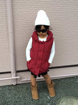 「5歳」｜「アイテム（ダウンベスト）」を使った、riorunaさん（キッズ・100cm）の秋コーディネート