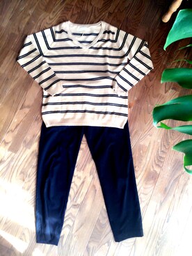 「CECIL McBEE（セシルマクビー）のアイテム（ニット/セーター、ベージュ系）」を使った、yuu.さん（レディース・154cm）の秋コーディネート