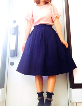 「WEGO（ウィゴー）のアイテム（ニット/セーター、ピンク系）」を使った、yuu.さん（レディース・154cm）の秋コーディネート