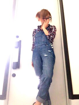 「INGNI（イング）のアイテム（サロペット/オーバーオール）」を使った、yuu.さん（レディース・154cm）の秋コーディネート