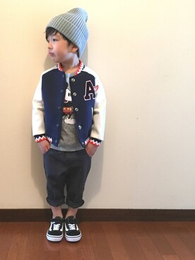 「La Leia（ラレイア）のアイテム（スタジャン）」を使った、　　　toui'さん（キッズ・110cm）の春コーディネート