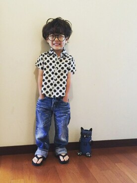 「ドラフトCO」｜「アイテム（ビーチサンダル）」を使った、　　　toui'さん（キッズ・110cm）の夏コーディネート