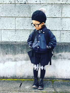 「5歳」｜「アイテム（ナイロンジャケット）」を使った、　　　toui'さん（キッズ・110cm）の冬コーディネート