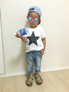 「ポカリコーデバトン」｜「アイテム（帽子）」を使った、minjyoさん（キッズ・90cm）の夏コーディネート