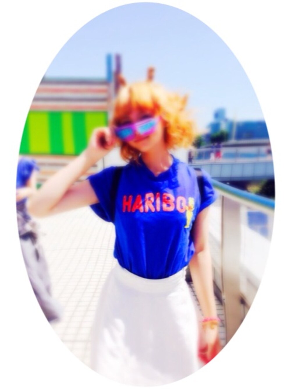 「原宿系、お台場、派手」｜「スピンズのアイテム（Tシャツ/カットソー、ブルー系）」を使った、yuniさん（レディース・163cm）の夏コーディネートの1枚目の写真