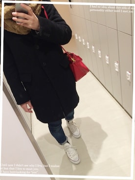 「アイテム（ボストンバッグ、レッド系）」を使った、ぱりぱりさん（レディース・159cm）の冬コーディネート