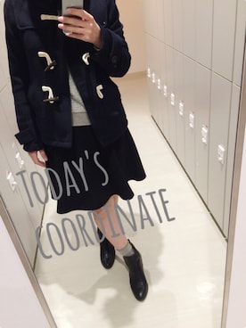 「くつした」｜「アイテム（ダッフルコート）」を使った、ぱりぱりさん（レディース・159cm）の春コーディネート