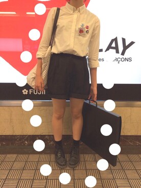 「缶バッチ」｜「アイテム（ブーツ）」を使った、naiさん（レディース・166cm）の秋コーディネート