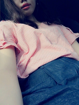 「MAJESTIC LEGON（マジェスティックレゴン）のアイテム（Tシャツ/カットソー、レッド系）」を使った、リ サさん（レディース・169cm）の夏コーディネート