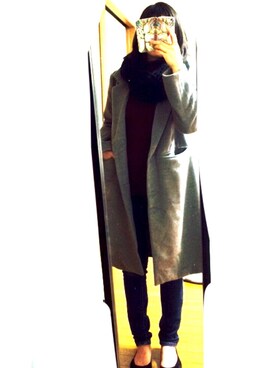 「GRL（グレイル）のアイテム（チェスターコート、グレー系）」を使った、秋帆さん（レディース・153cm）の冬コーディネート
