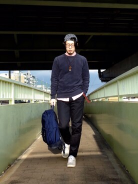 「YMC（ワイエムシー）のアイテム（トップス）」を使った、ヒラヤマ(Team Double)さん（メンズ・173cm）の春コーディネート