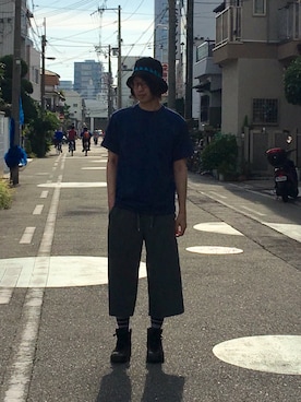 「BASISBROEK（バシスブルック）のアイテム（スラックス）」を使った、ヒラヤマ(Team Double)さん（メンズ・173cm）の夏コーディネート